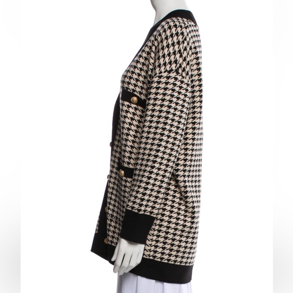 Sandro Houndstooth Cardigan with Gold Accents - Picture 2 of 3